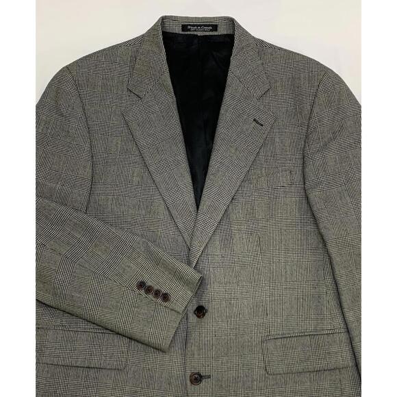 Chaps Ralph Lauren Black/White Houndstooth Plaid Wool Flannel Sport Coat 42R - Picture 1 of 9